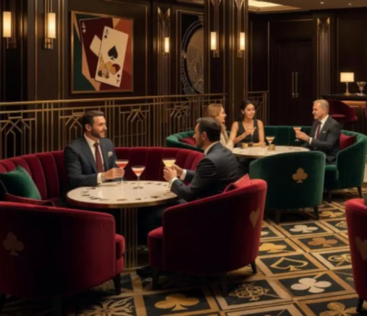Jasne, eleganckie wnętrze restauracji Strefaro z subtelnymi akcentami inspirowanymi światem casino.