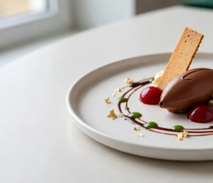 Wykwintny deser autorski serwowany w eleganckiej restauracji Strefaro