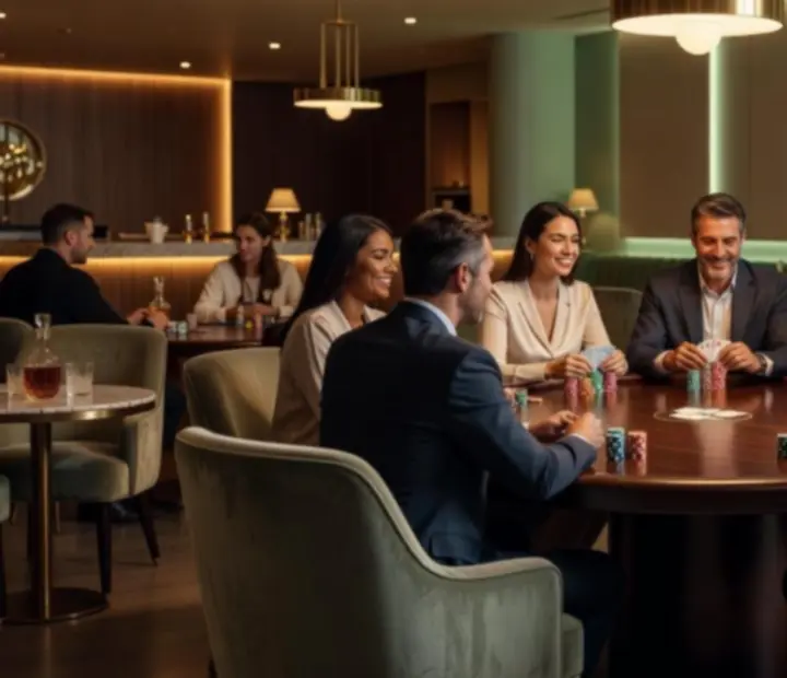 Stylowy pokerowy wieczór w eleganckim lounge restauracji Strefaro
